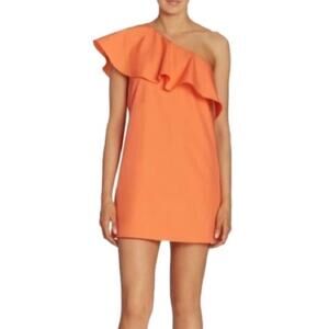 ALICE + OLIVIA ONE SHOULDER RUFFLE COTTON DRESS WOMEN’S SIZE S